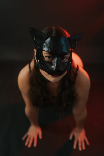"Deep Abyss" Calista Kitty Cat Leather Mask