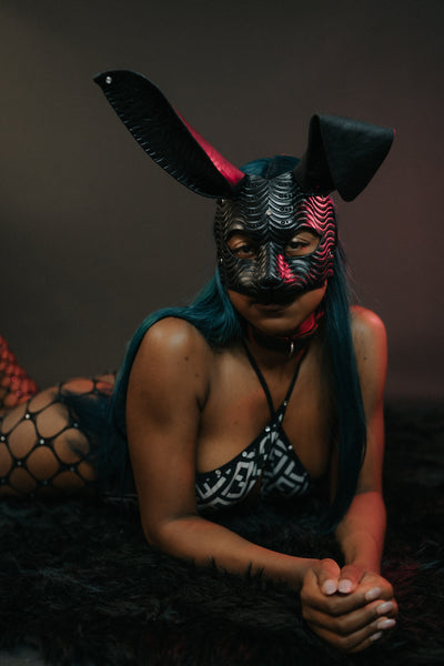 "Deep Abyss" Orion Bunny Rabbit Leather Mask