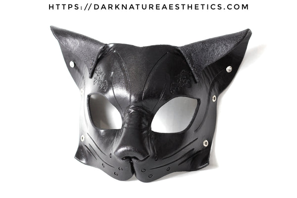 "Deep Abyss" Calista Kitty Cat Leather Mask