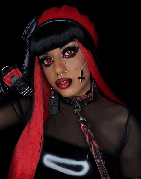 "Carnal Sins" Bloody Locking Bondage Leather Collar