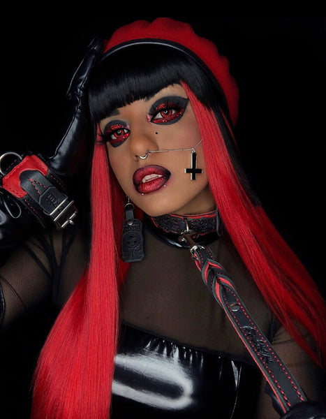 "Carnal Sins" Bloody Locking Bondage Leather Wrist Cuffs
