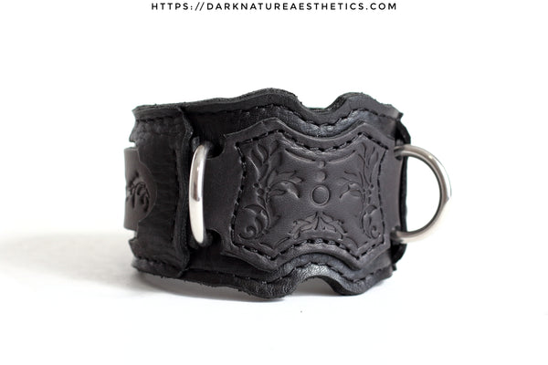 "Carnal Sins" BLACKout Locking Bondage Leather Wrist Cuffs