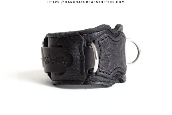 "Carnal Sins" BLACKout Locking Bondage Leather Wrist Cuffs