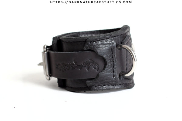 "Carnal Sins" BLACKout Locking Bondage Leather Wrist Cuffs