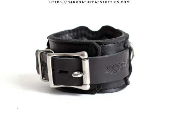 "Carnal Sins" BLACKout Locking Bondage Leather Wrist Cuffs
