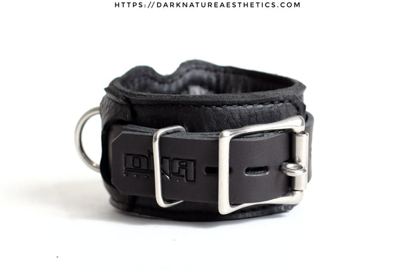 "Carnal Sins" BLACKout Locking Bondage Leather Wrist Cuffs