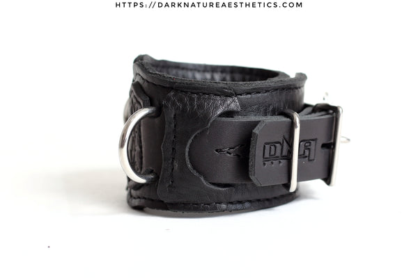 "Carnal Sins" BLACKout Locking Bondage Leather Wrist Cuffs