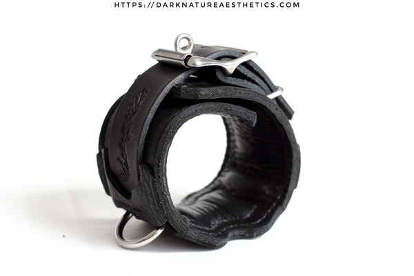 "Carnal Sins" BLACKout Locking Bondage Leather Wrist Cuffs