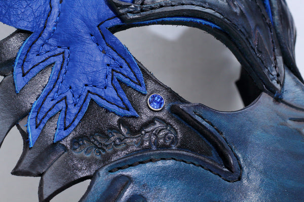 Blue "Helldog" Wolf Leather Mask/Hood
