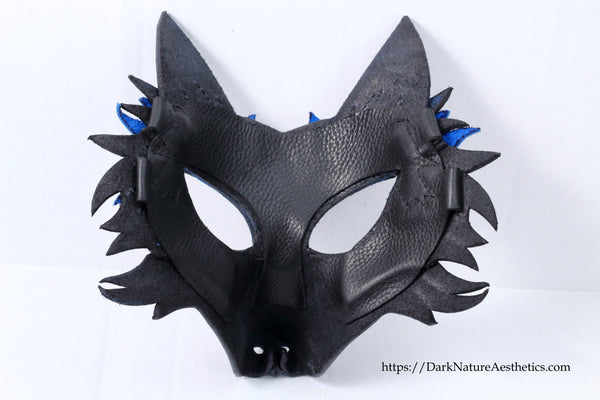 Blue "Helldog" Wolf Leather Mask/Hood