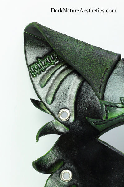 Green "Primal Call" Wolf Leather Mask