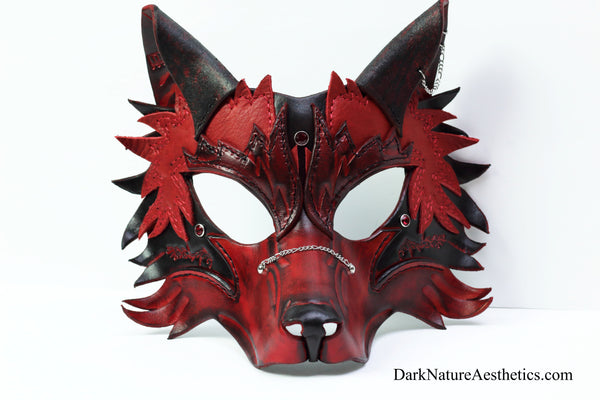 Red "Helldog" Wolf Leather Mask/Hood
