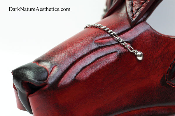 Red "Helldog" Wolf Leather Mask/Hood