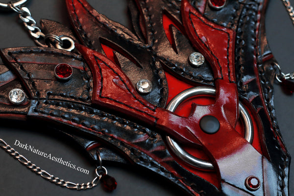"Obsession" Red/Black Leather Necklace