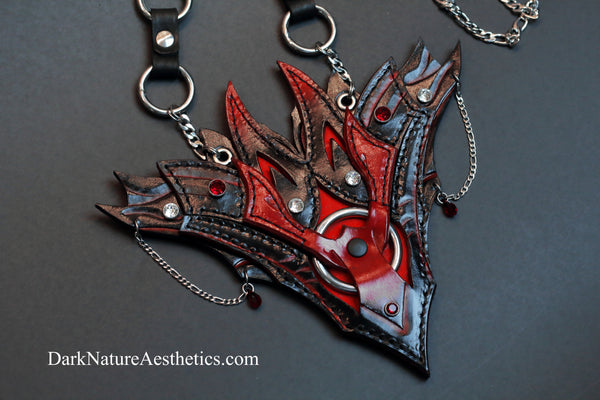 "Obsession" Red/Black Leather Necklace