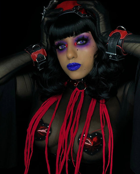 "Carnal Sins" Bloody Locking Bondage Leather Wrist Cuffs