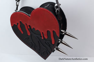 heart shaped leather luxury handbag gothic goth bag shoulder bag spiked