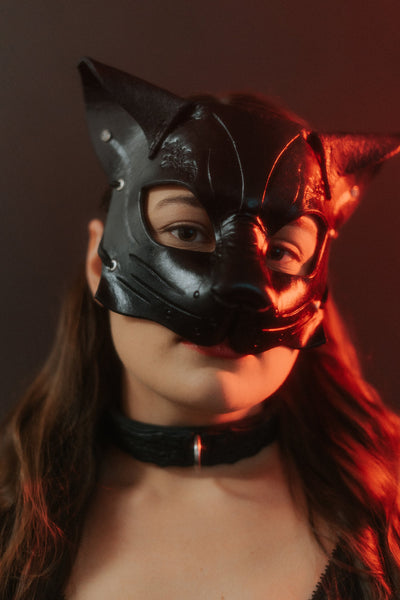 "Deep Abyss" Calista Kitty Cat Leather Mask