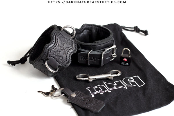 "Carnal Sins" BLACKout Locking Bondage Leather Wrist Cuffs