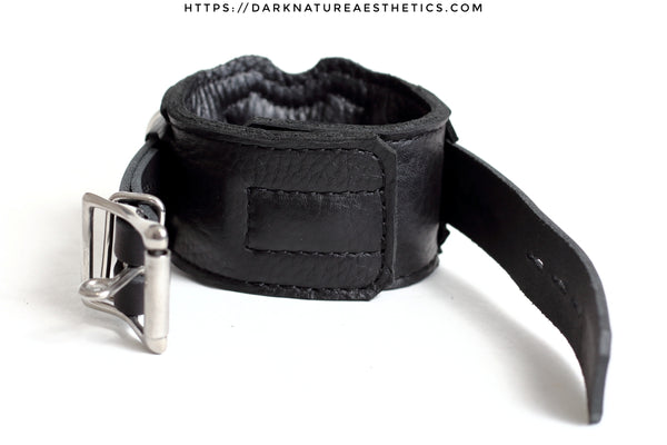 "Carnal Sins" BLACKout Locking Bondage Leather Wrist Cuffs