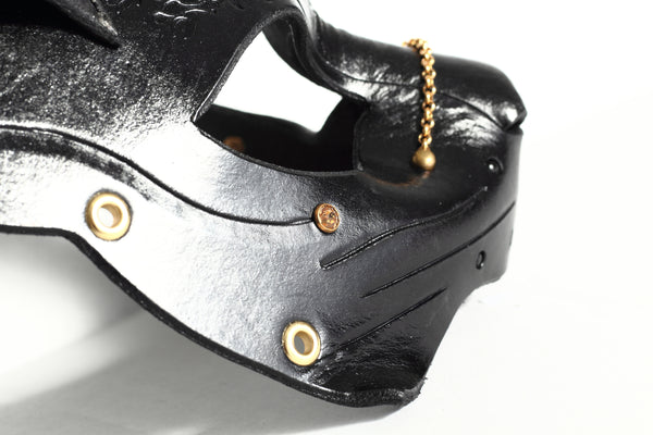 "Deep Abyss" Starr Kitty Cat Leather Mask with Gold/Brass Accents