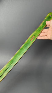 Split Tongue Single Layer Green Leather Tawse Paddle
