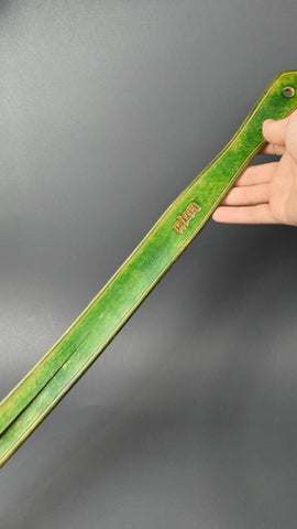 Split Tongue Single Layer Green Leather Tawse Paddle