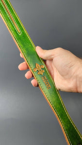 Split Tongue Double Layer Green Leather Tawse Paddle