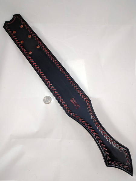 Prison Strap Heavy Leather Bdsm Spanking Paddle "Black and Red" Ready-to-Ship
