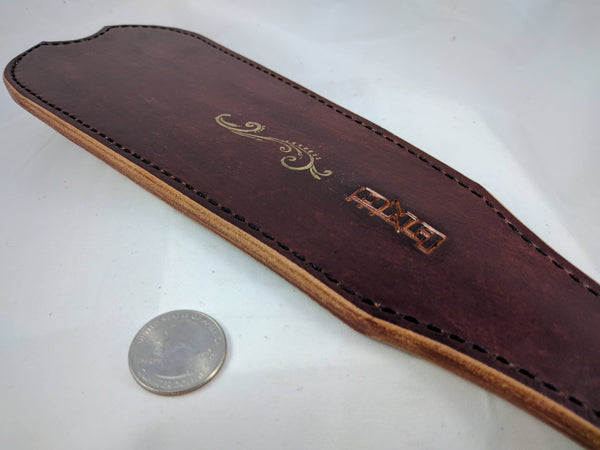 Leather Bdsm Spanking Paddle "Mahogany and Gold"