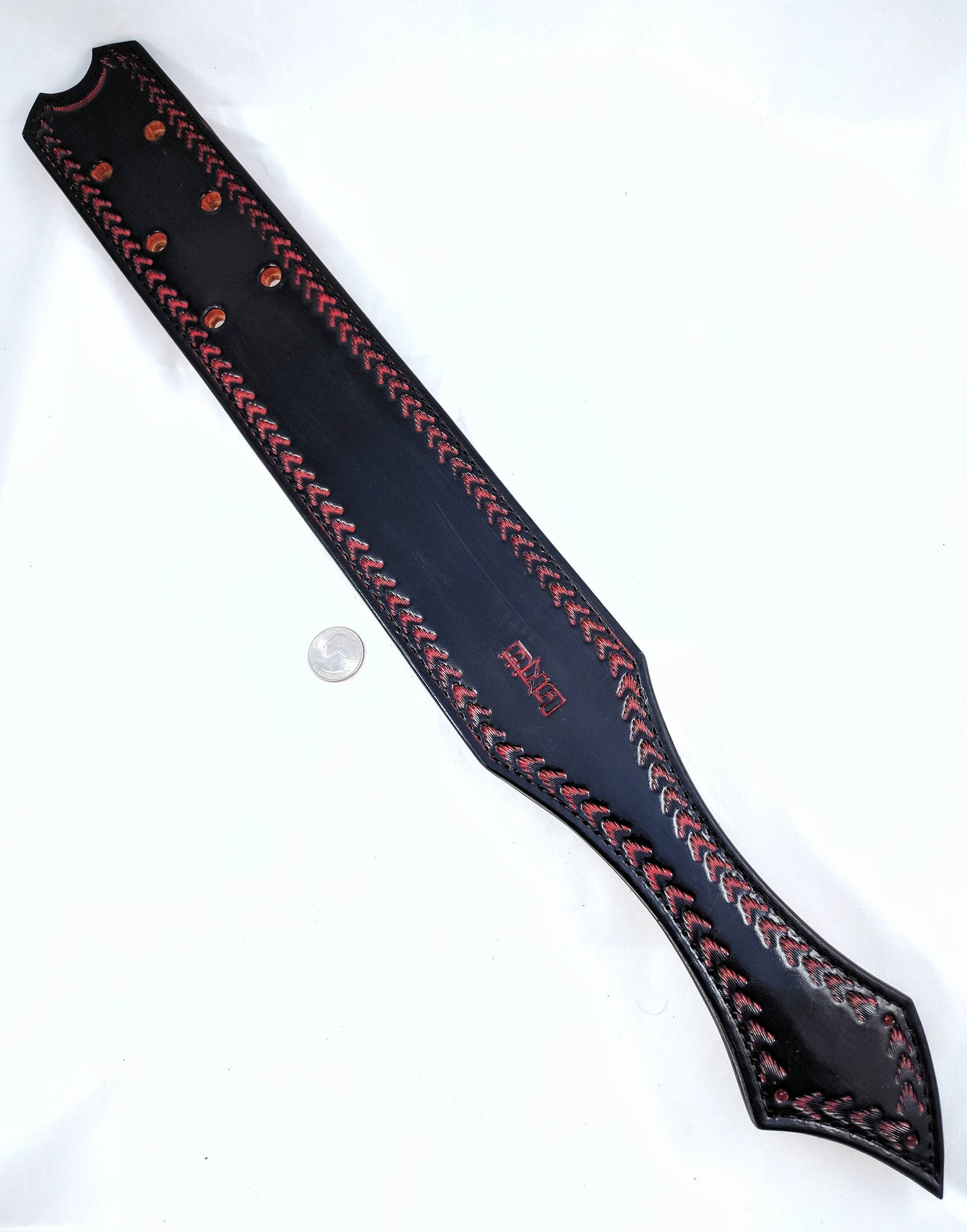 Prison Strap Heavy Leather Bdsm Spanking Paddle "Black and Red" Ready-to-Ship
