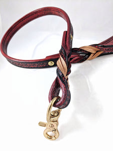 "Dirty Red" Solid Brass Leather Bondage Leash