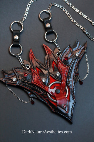 "Obsession" Red/Black Leather Necklace