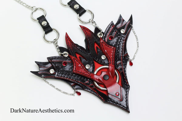 "Obsession" Red/Black Leather Necklace