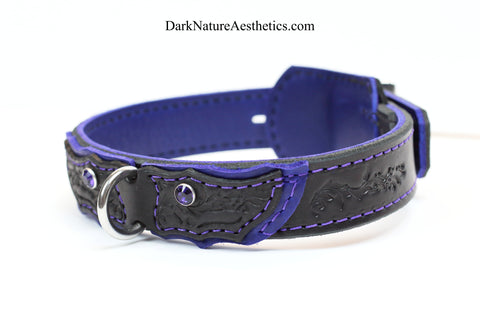 "Carnal Sins" Purple Locking Bondage Leather Collar