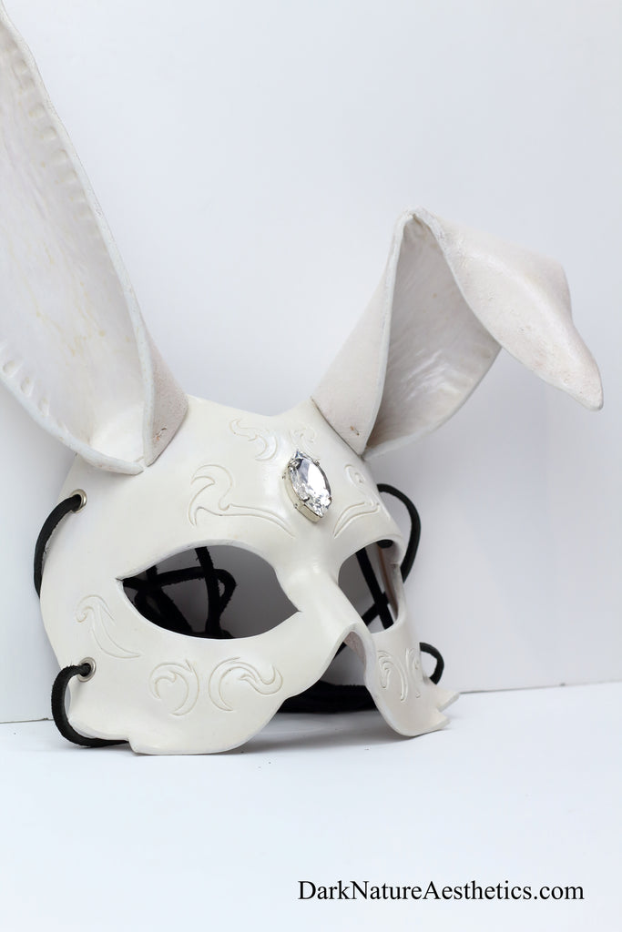 White Color Rabbit Mask White Rabbit Masquerade Mask