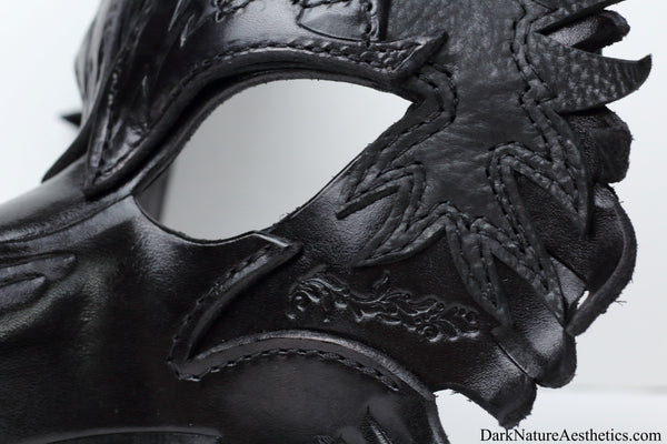 Black "Helldog" Wolf Leather Mask/Hood